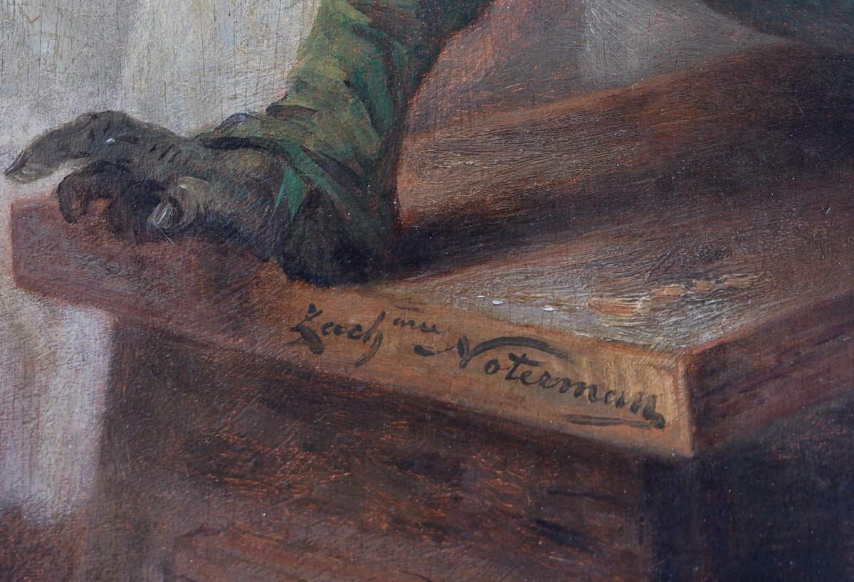 Zacharie Noterman, 1824–1890, *monkeys Reading Their Newspapers*, Oil On Mahogany Panel.-photo-3