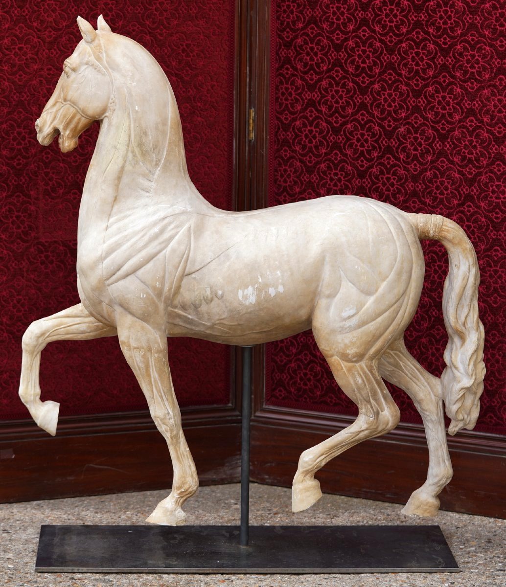 Large Plaster Sculpture Of A Flayed Horse, An Early 20th-century Work Based On A Design By Antonio Canova-photo-2