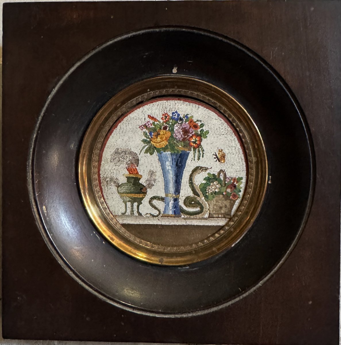 Giacomo Raffaeli 1753–1836, Attributed To; Micromosaic Depicting A Vase With Flowers And A Basket-photo-2