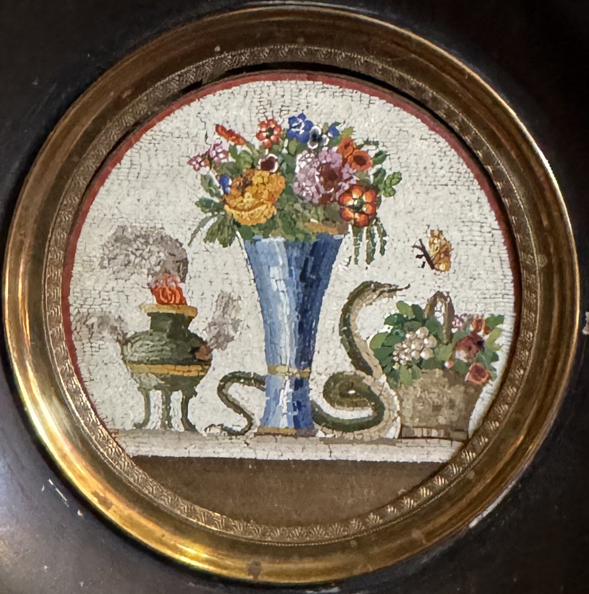 Giacomo Raffaeli 1753–1836, Attributed To; Micromosaic Depicting A Vase With Flowers And A Basket