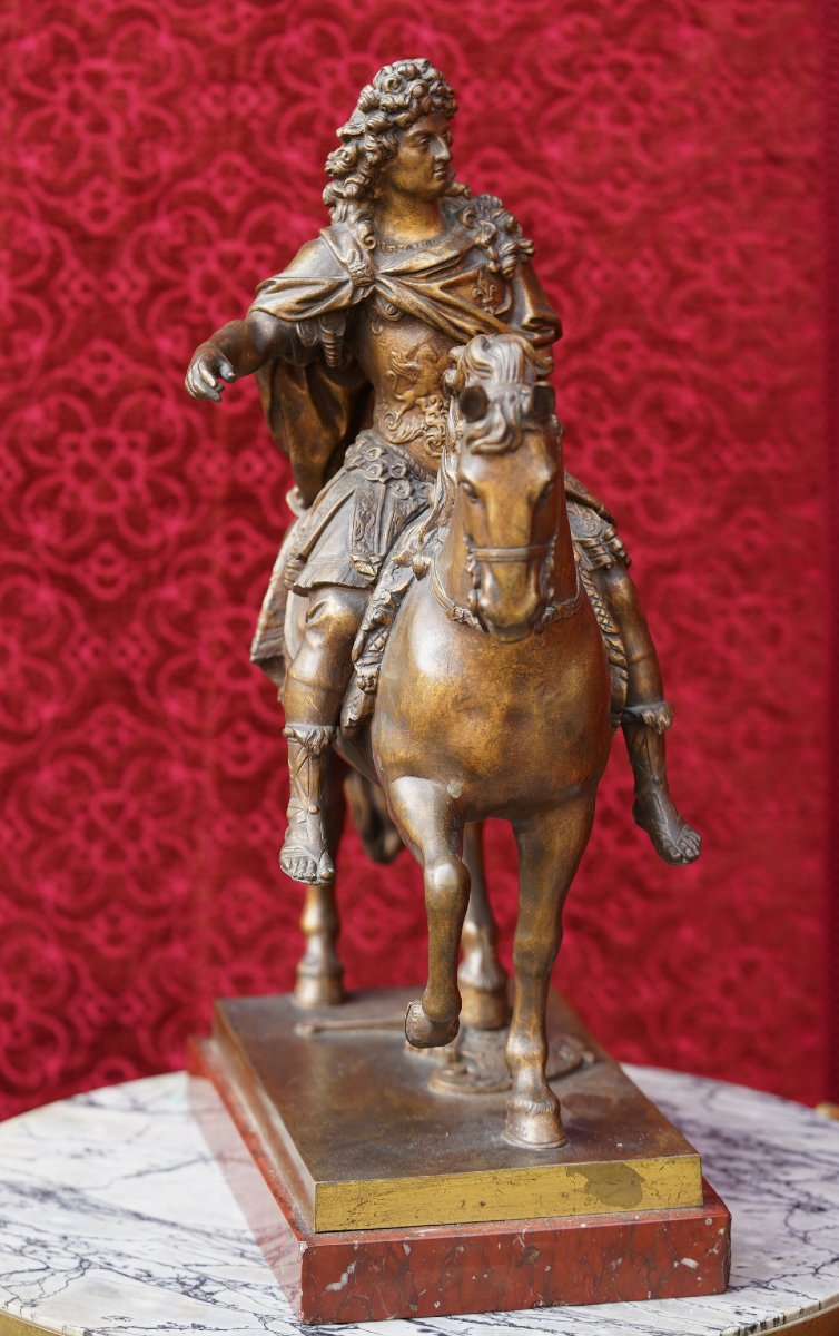 Francois GIRARDON 1628-1715 d'après,  Louis XIV à cheval , épreuve en bronze circa 1880-photo-3
