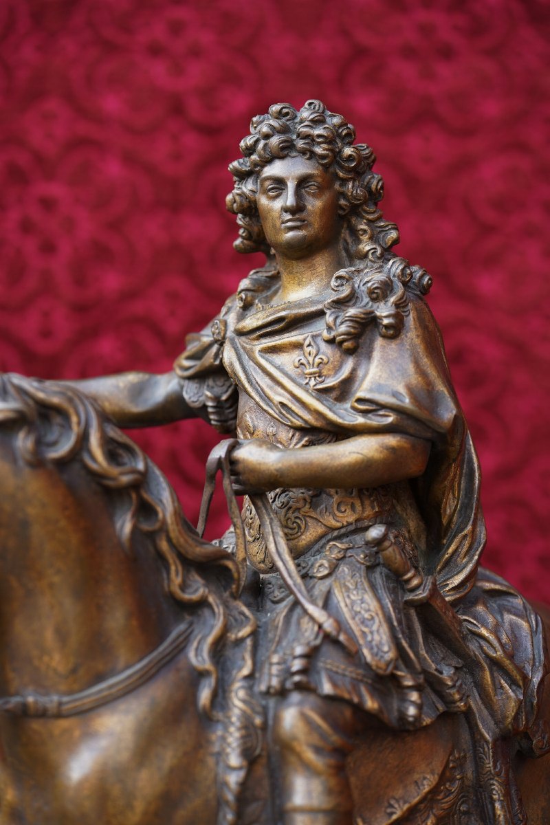 Francois GIRARDON 1628-1715 d'après,  Louis XIV à cheval , épreuve en bronze circa 1880-photo-2