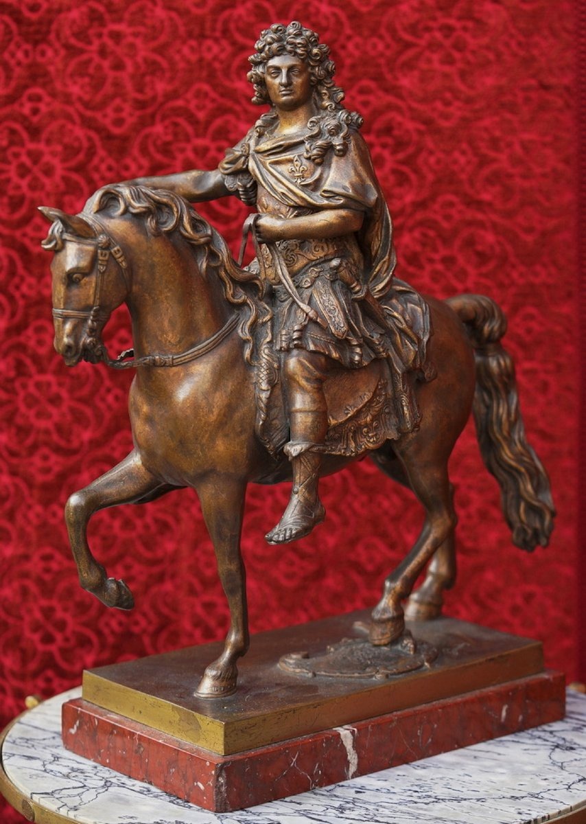Francois GIRARDON 1628-1715 d'après,  Louis XIV à cheval , épreuve en bronze circa 1880