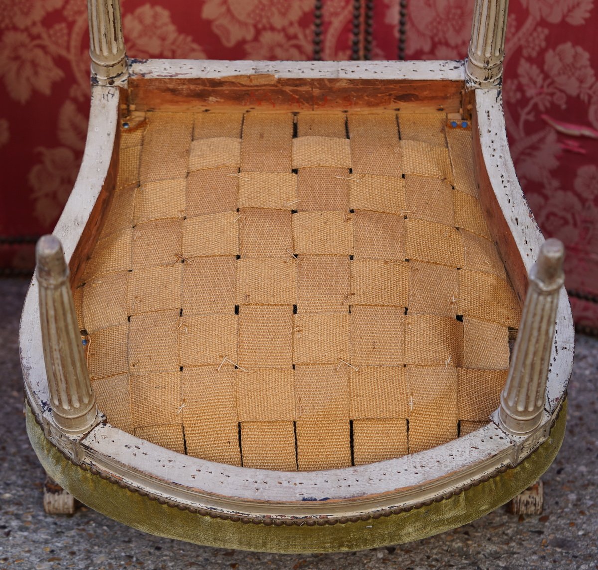 Pair Of Louis XVI-era Armchairs In Lacquered Wood, Jacob Model, With Lyre-shaped Backrest-photo-2