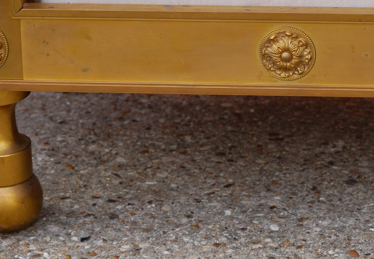 Paire de banquettes en bronze doré de style Neoclassique CIRCA 1960 dans le gout de Jansen-photo-2