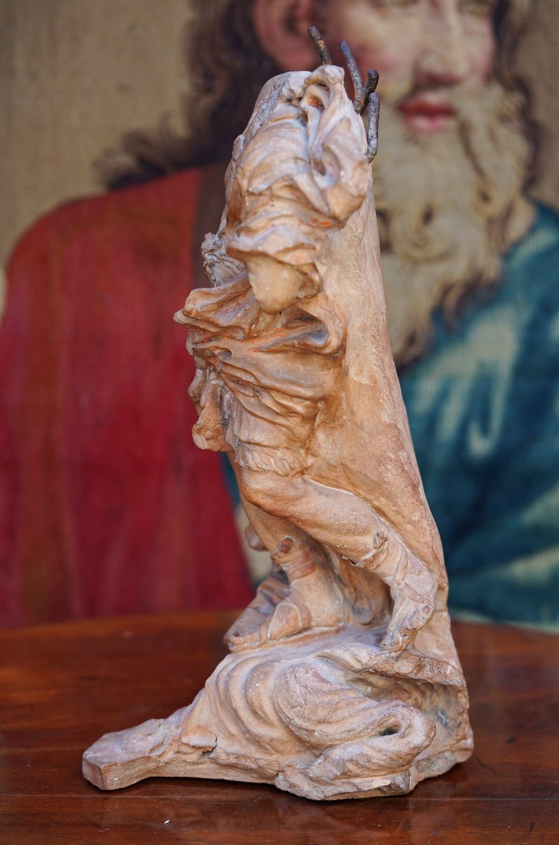 France XVIIème, modelo en terre cuite représentant un monarque triomphanant.-photo-3