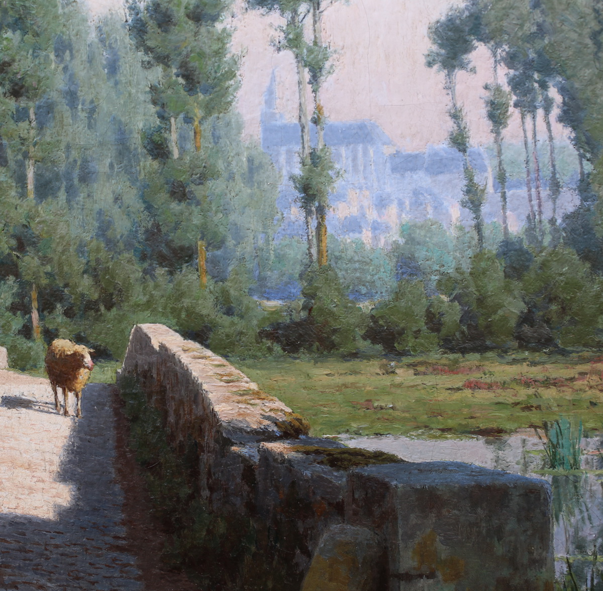 Jean Louis Verdier 1849-1895 "landscape, City And Herd"-photo-4