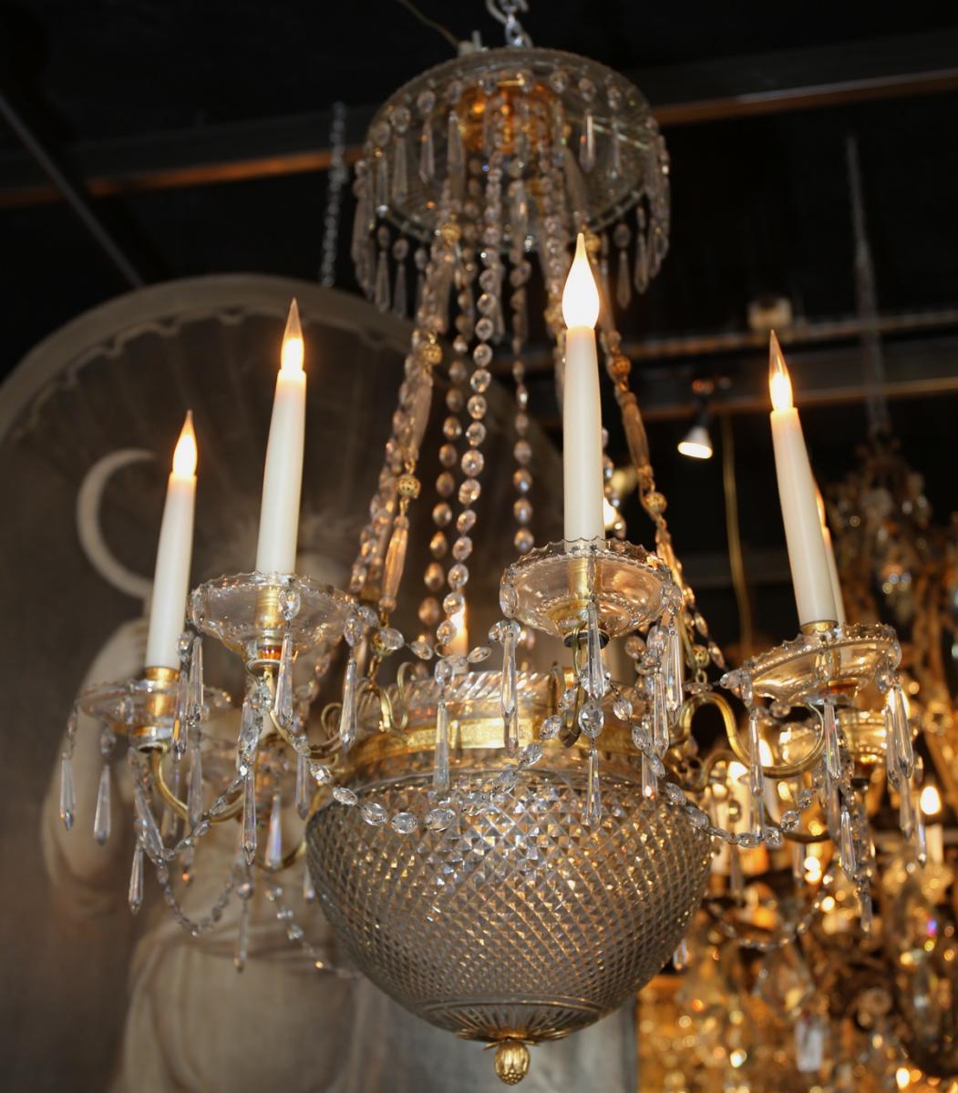 Chandelier Crystal And Bronze Circa 1810-photo-2