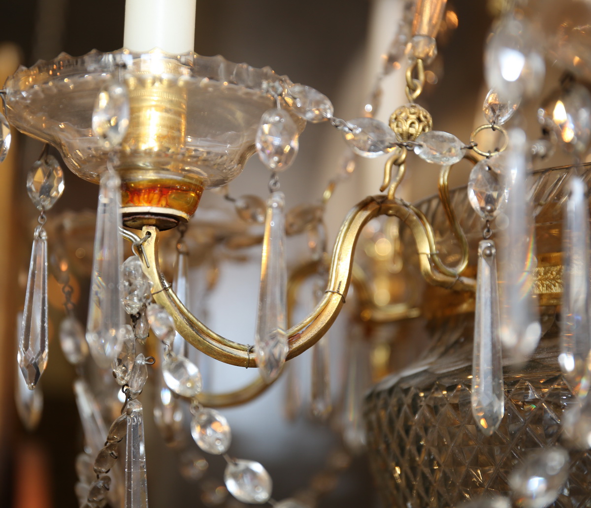 Chandelier Crystal And Bronze Circa 1810-photo-4