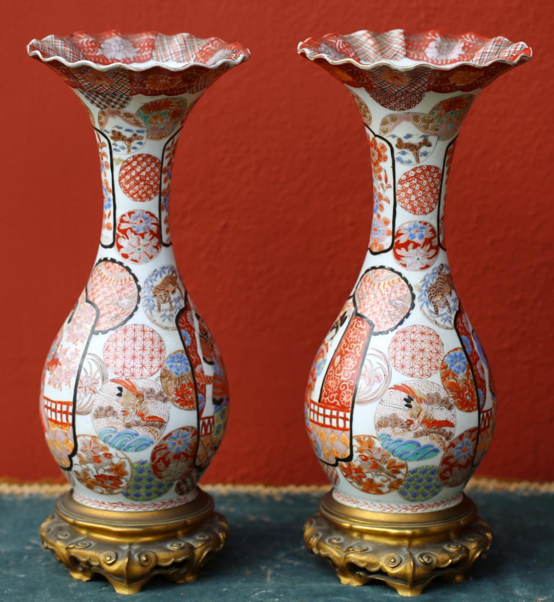 Pair Of Vases Japan Meiji Period-photo-3