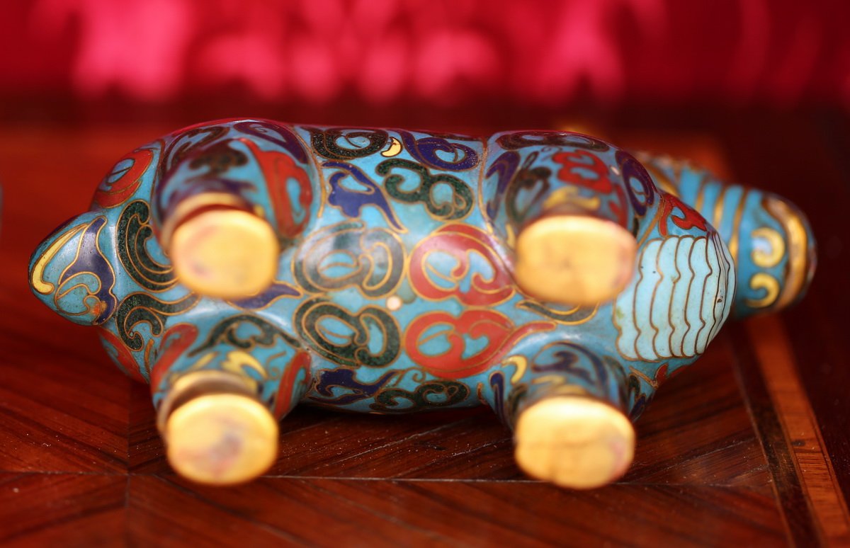 Pair Of Enamel Cloisonne Mules, China-photo-1