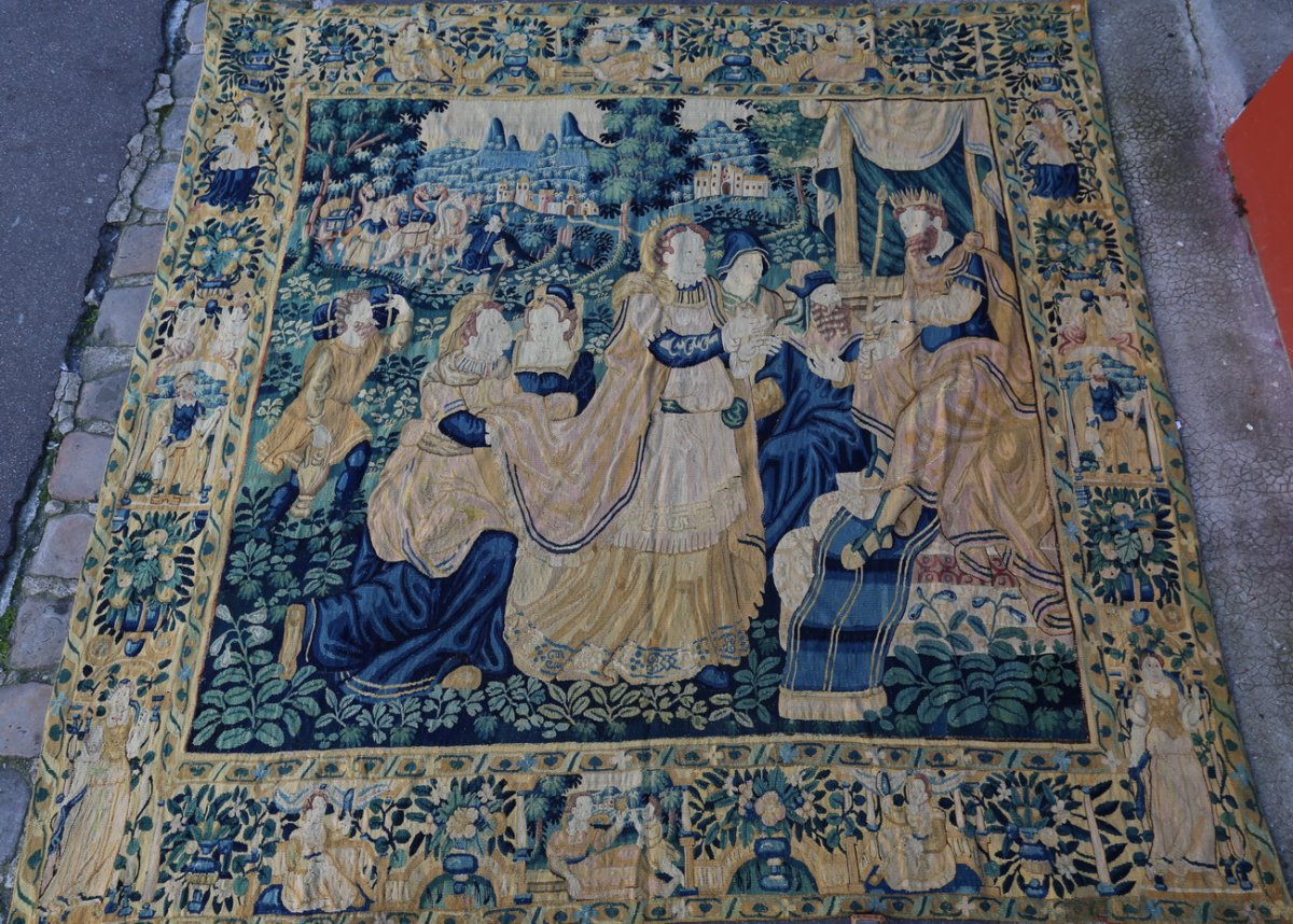 Tapisserie Des Flandres-audenarde XVIème, Le Roi Salomon Et La Reine De Saba.-photo-2