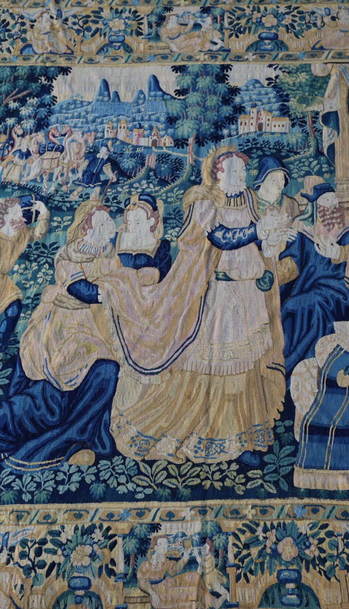 Tapestry Of Flanders-oudenaarde XVIth, King Solomon And Queen Of Sheba.-photo-3
