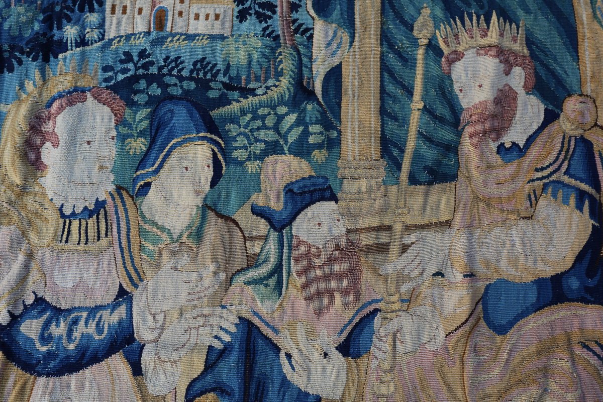 Tapisserie Des Flandres-audenarde XVIème, Le Roi Salomon Et La Reine De Saba.