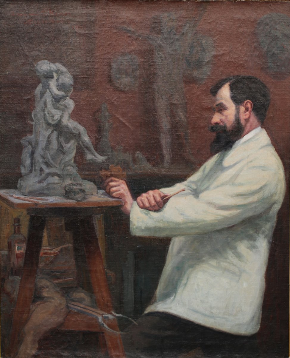 Robert Dessal Quentin(1885-1958)  Portrait Du Sculpteur Hamar Dans Son Atelier En 1914-photo-2