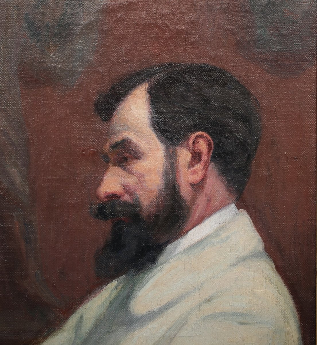 Robert Dessal Quentin(1885-1958)  Portrait Du Sculpteur Hamar Dans Son Atelier En 1914-photo-3