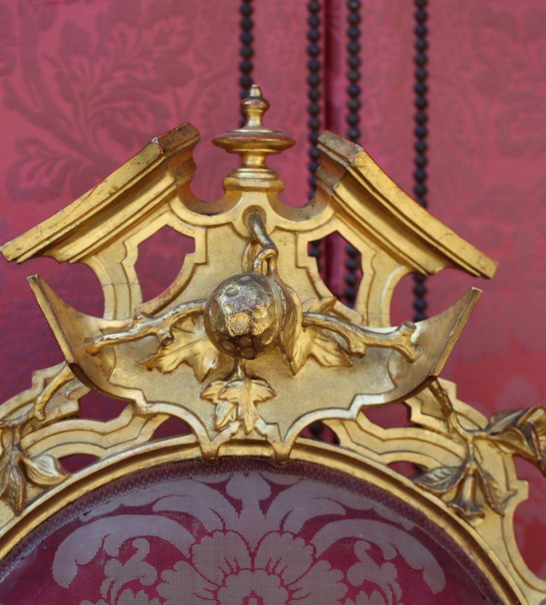 Paire De Fauteuils d'Apparat En Bois Doré, Venise Circa 1840-photo-1