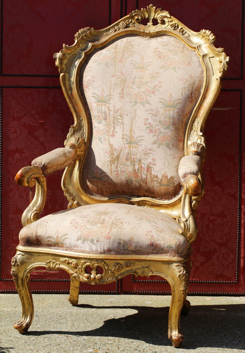 Fautreuil Trône, Venise Circa 1850-photo-2