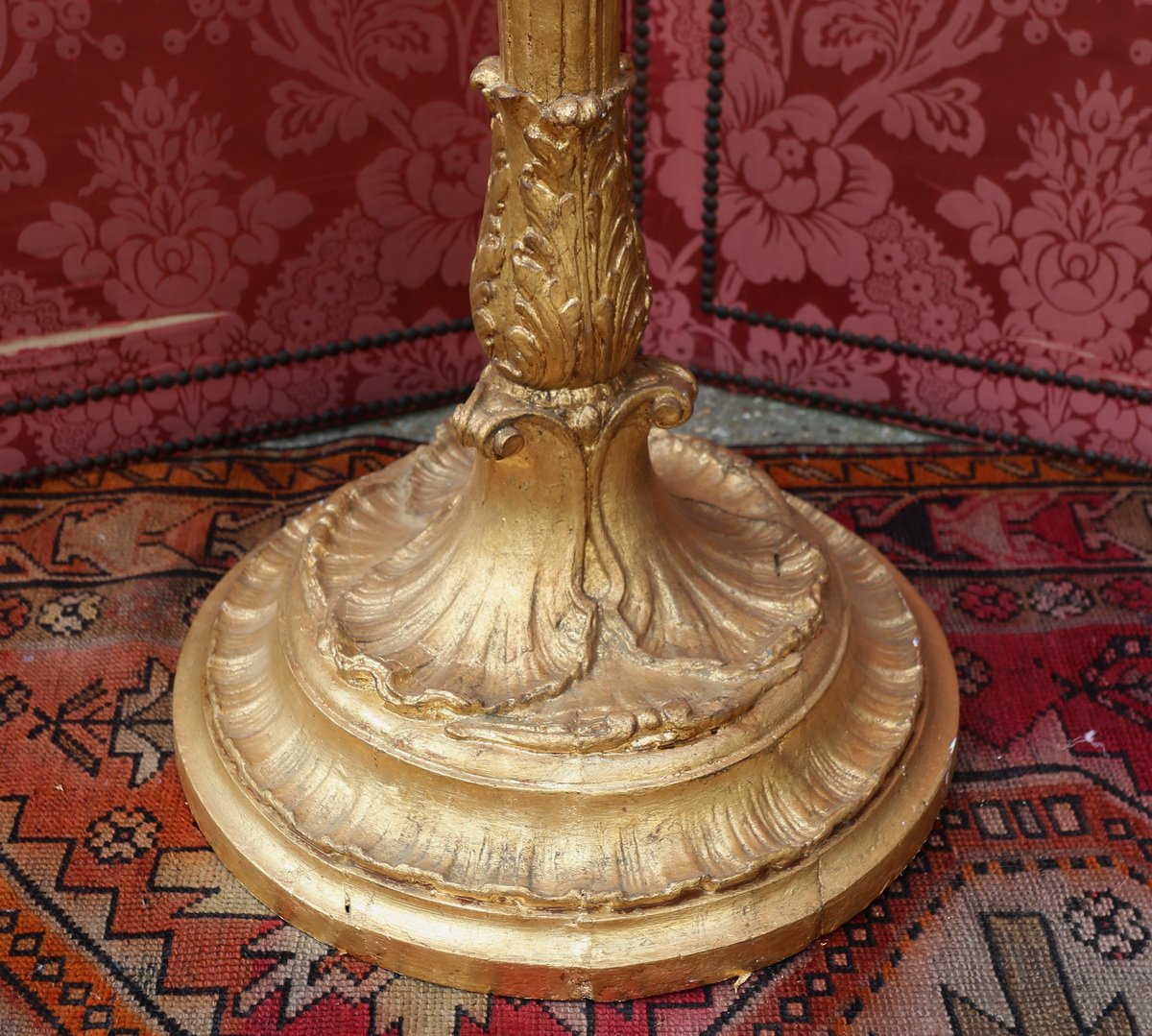 Selette In Golden Wood And Carved Regency Style.-photo-3