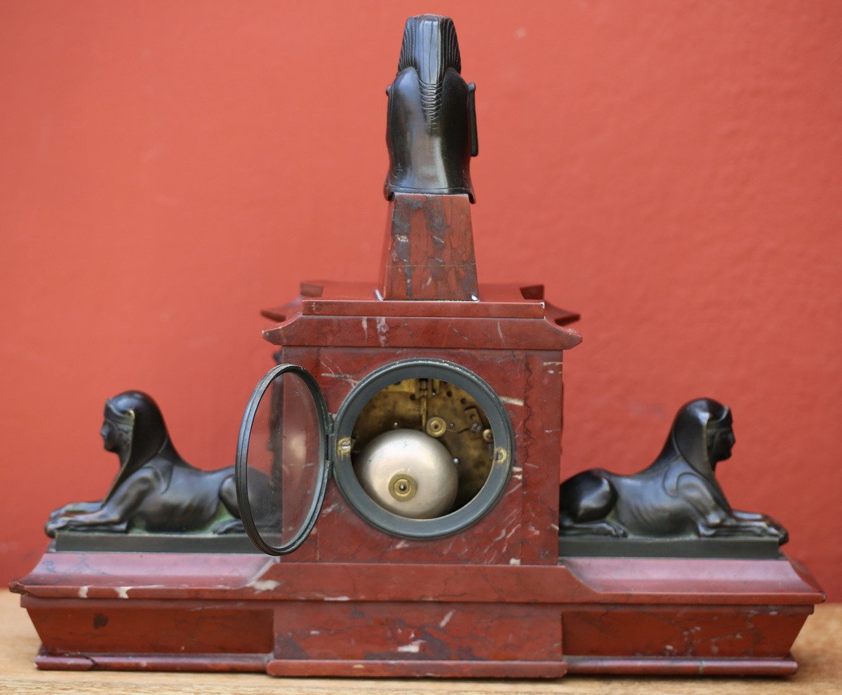 Pendule Encrier De Bureau Egyptomania Circa 1880-photo-3