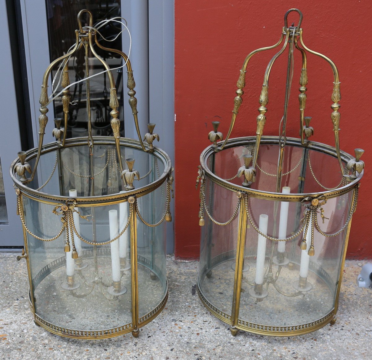 Pair Of Louis XVI Style Lanterns, Early Twentieth-photo-2