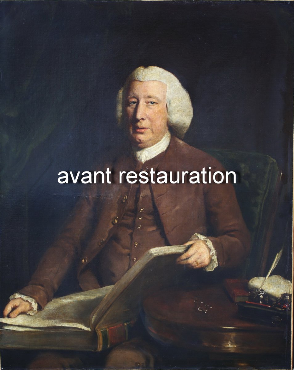 Robert Edge Pine 1730-1788 Attribué à, Portrait d'Homme Feuilletant Un Livre.-photo-3