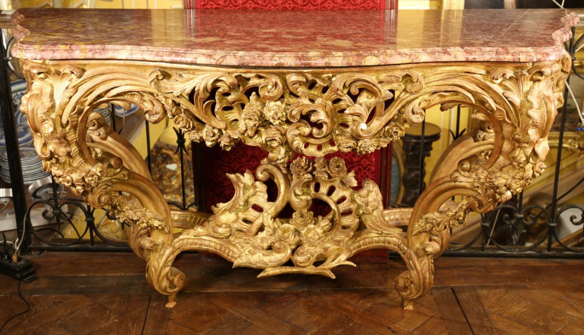 Important Console 4 Feet Louis XV Period.