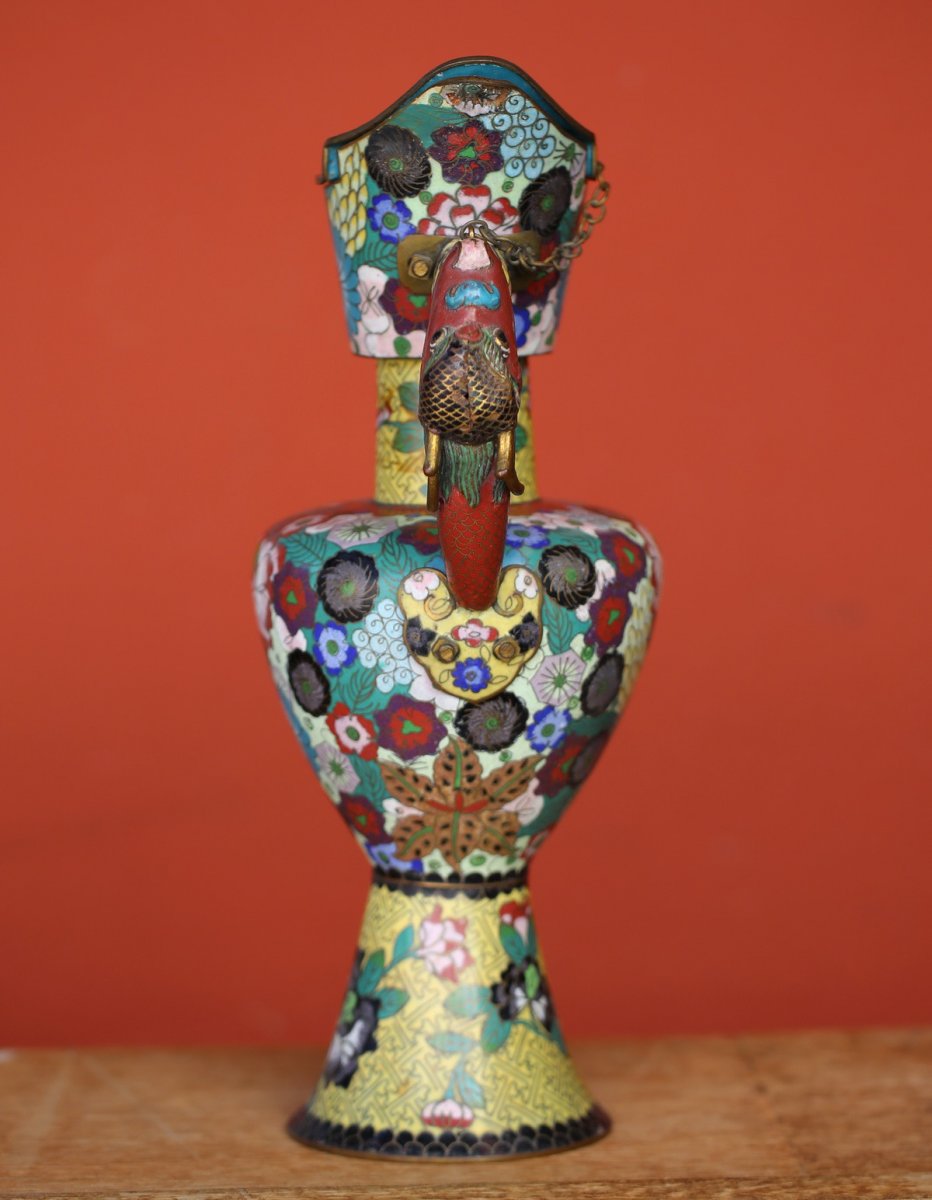 China End Of The XIXth, Jug In Cloisonné Enamels.-photo-2