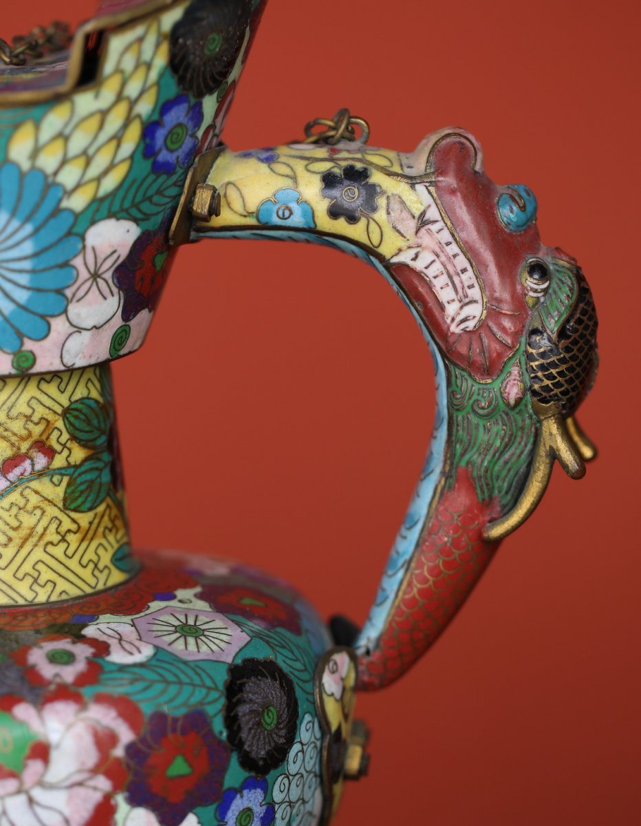 Chine Fin Du XIXème, Verseuse En émaux Cloisonnés.-photo-4