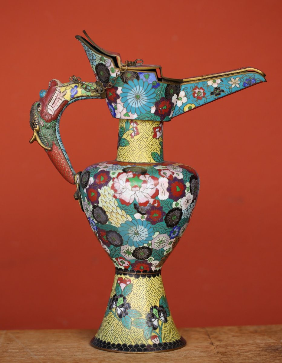 China End Of The XIXth, Jug In Cloisonné Enamels.