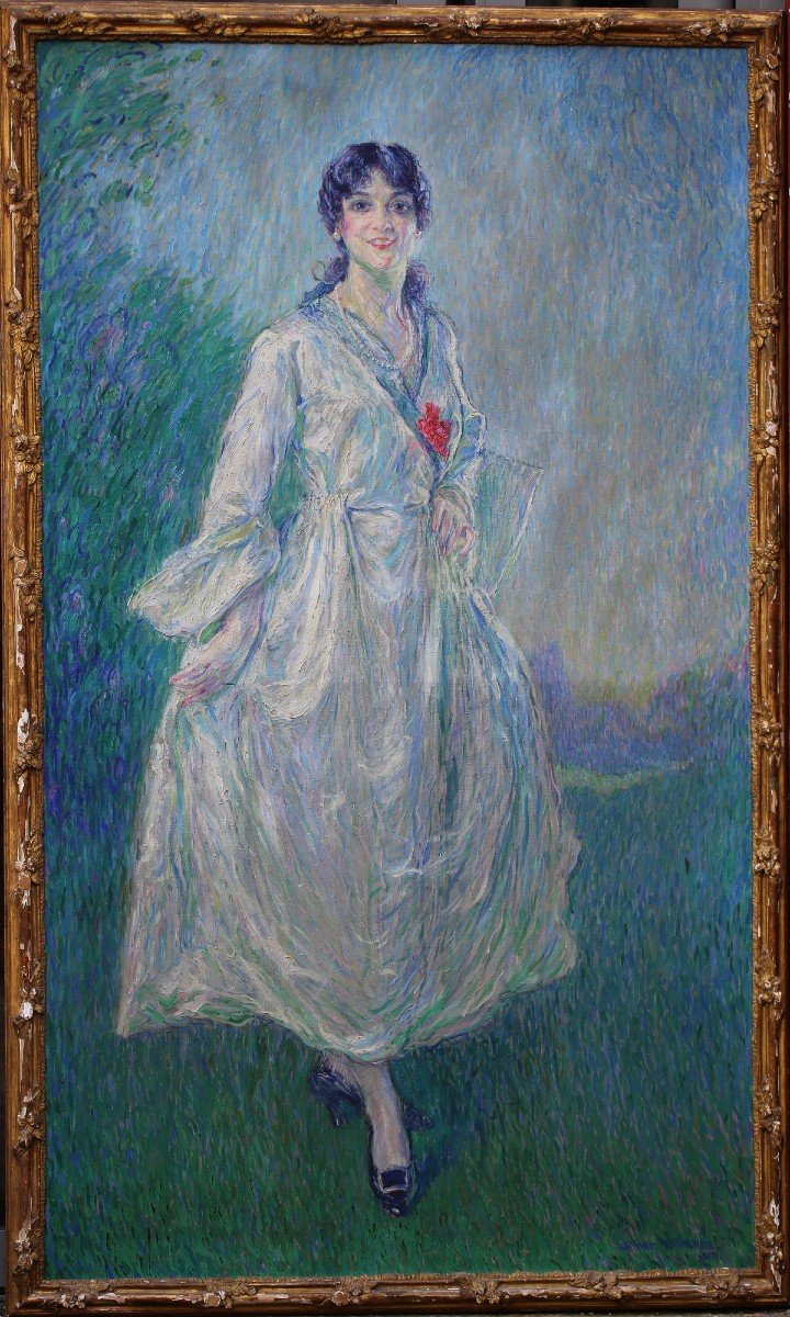 William Malherbe 1884-1951, Portrait De Jeune Femme En Pied En 1919