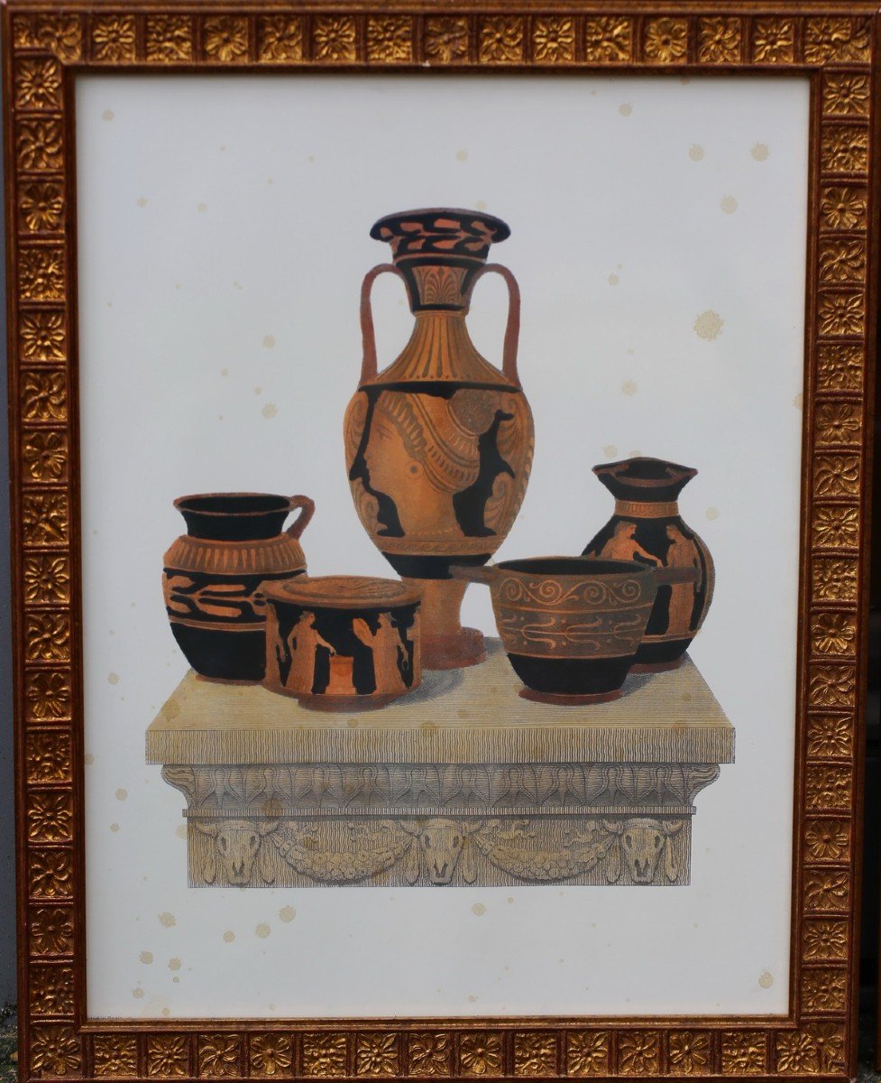 Engravings End Of XIXth Greek Vases.-photo-2