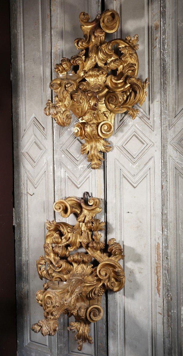 Paire d'Appliques Baroques Italie XVIIIème-photo-2