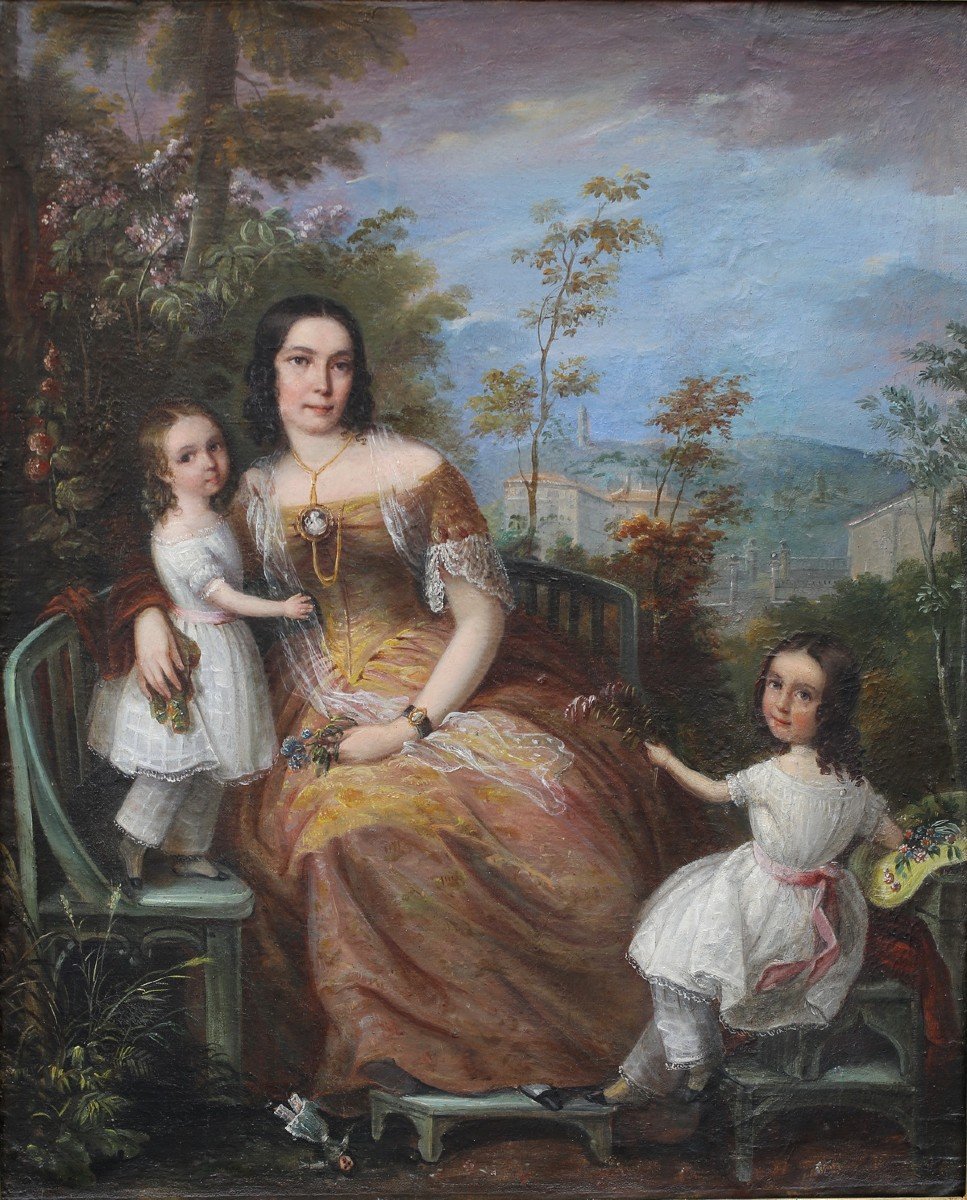 Ecole Italienne Du XIXème, Paire De Portraits De Famille.-photo-4