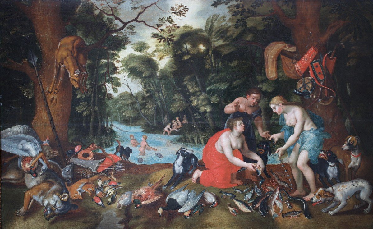 Follower Of Jan Brueghel The Younger (1601-1678), 'the Return From The Hunt'-photo-2