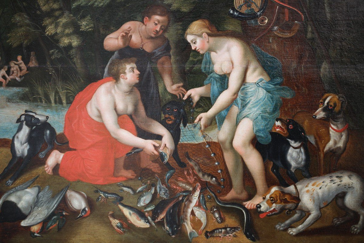 Suiveur De Jan Brueghel Le Jeune (1601-1678), 'Le Retour De La Chasse'-photo-3