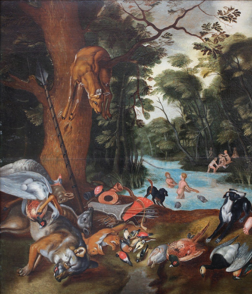 Suiveur De Jan Brueghel Le Jeune (1601-1678), 'Le Retour De La Chasse'-photo-4