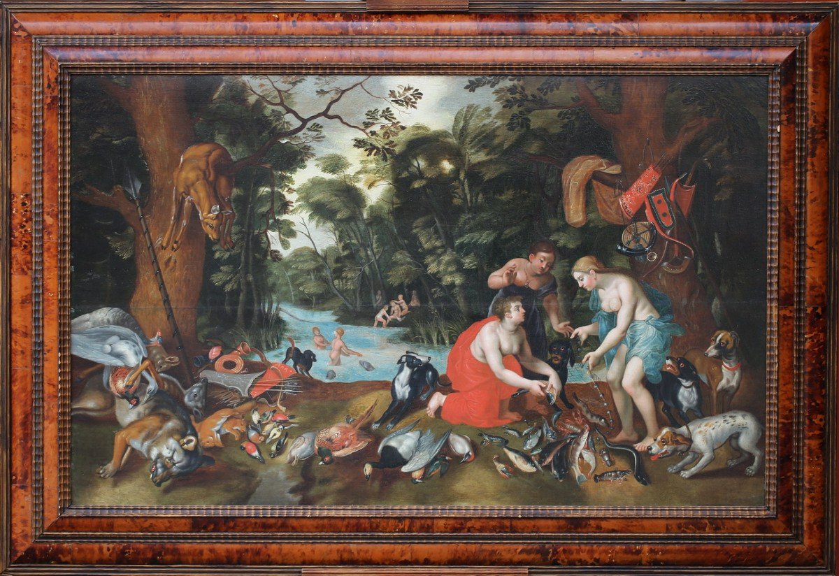 Suiveur De Jan Brueghel Le Jeune (1601-1678), 'Le Retour De La Chasse'