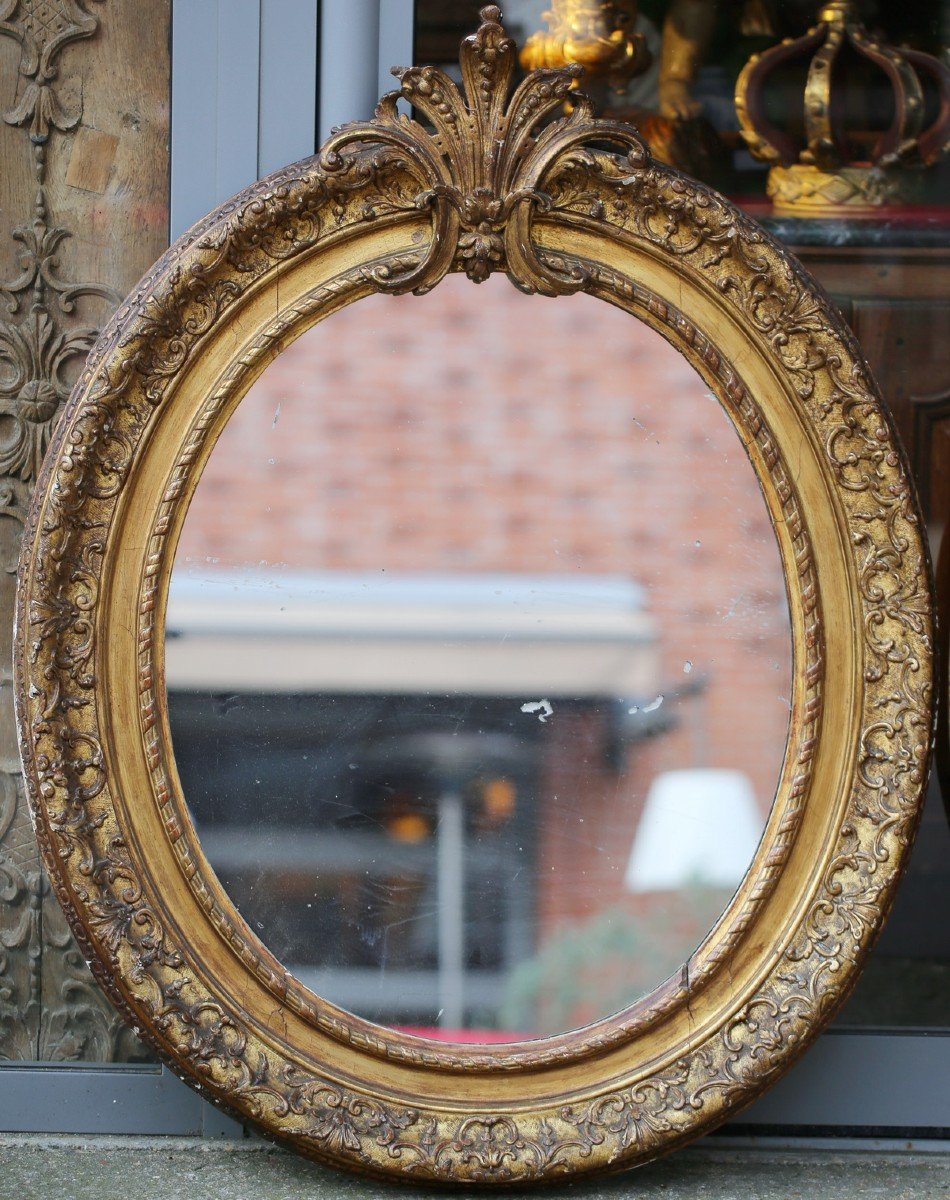 Pair Of Gilded And Carved Wood Frames From The Regency Period, Presented With Mirrors-photo-2