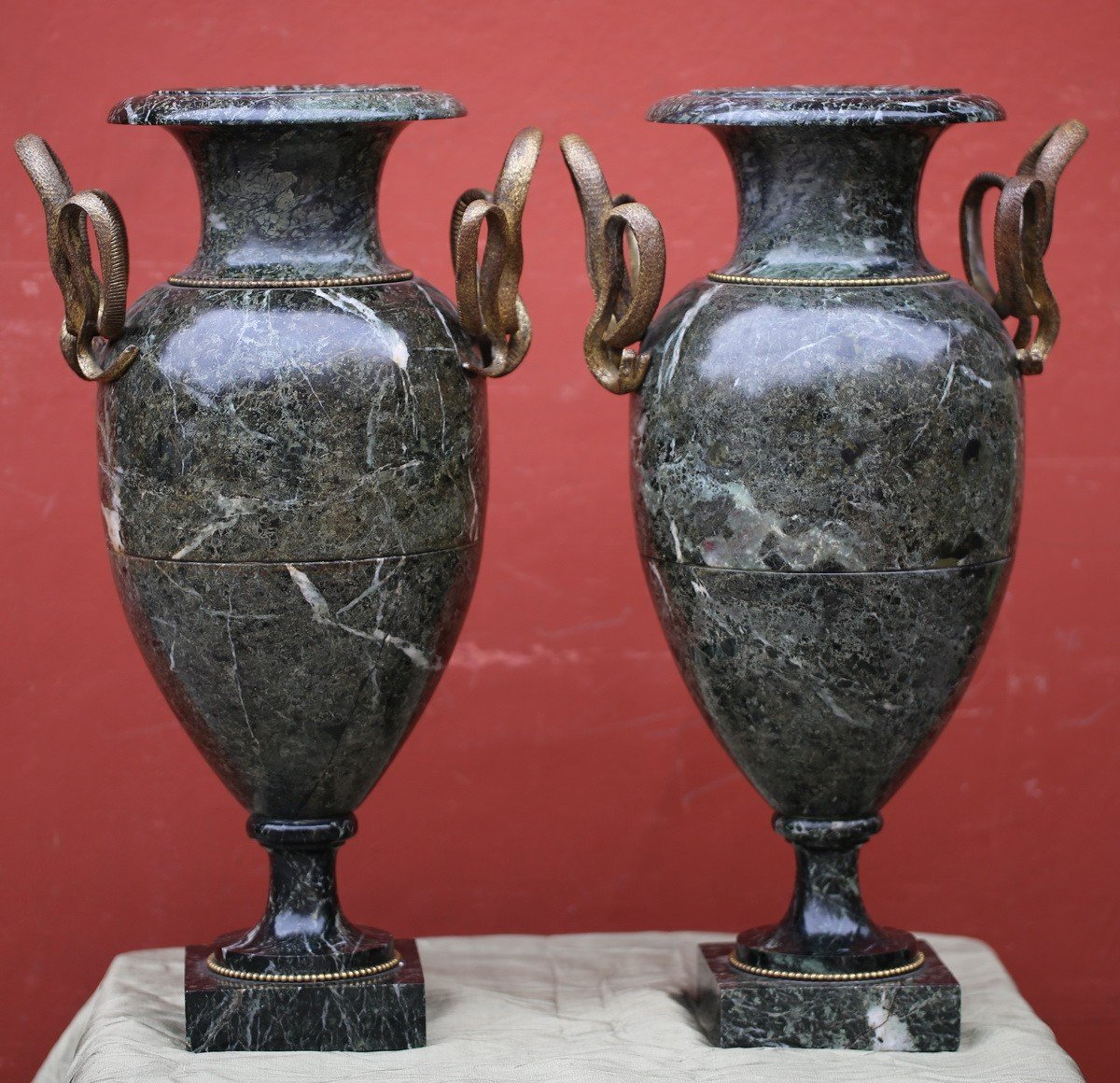 Pair Of Baluster Marble Vases-photo-2