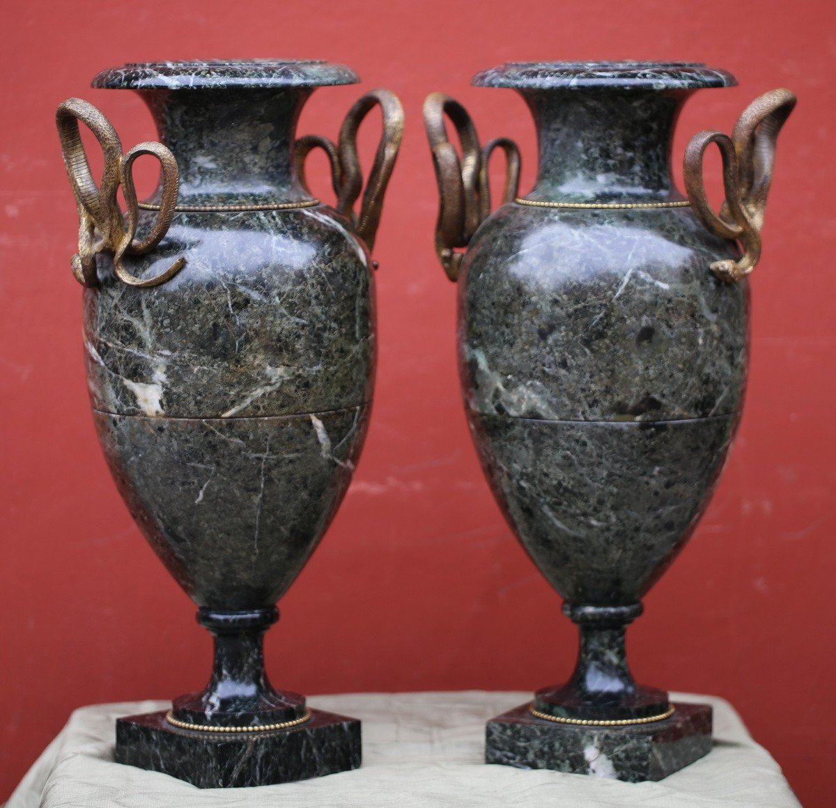 Pair Of Baluster Marble Vases-photo-3