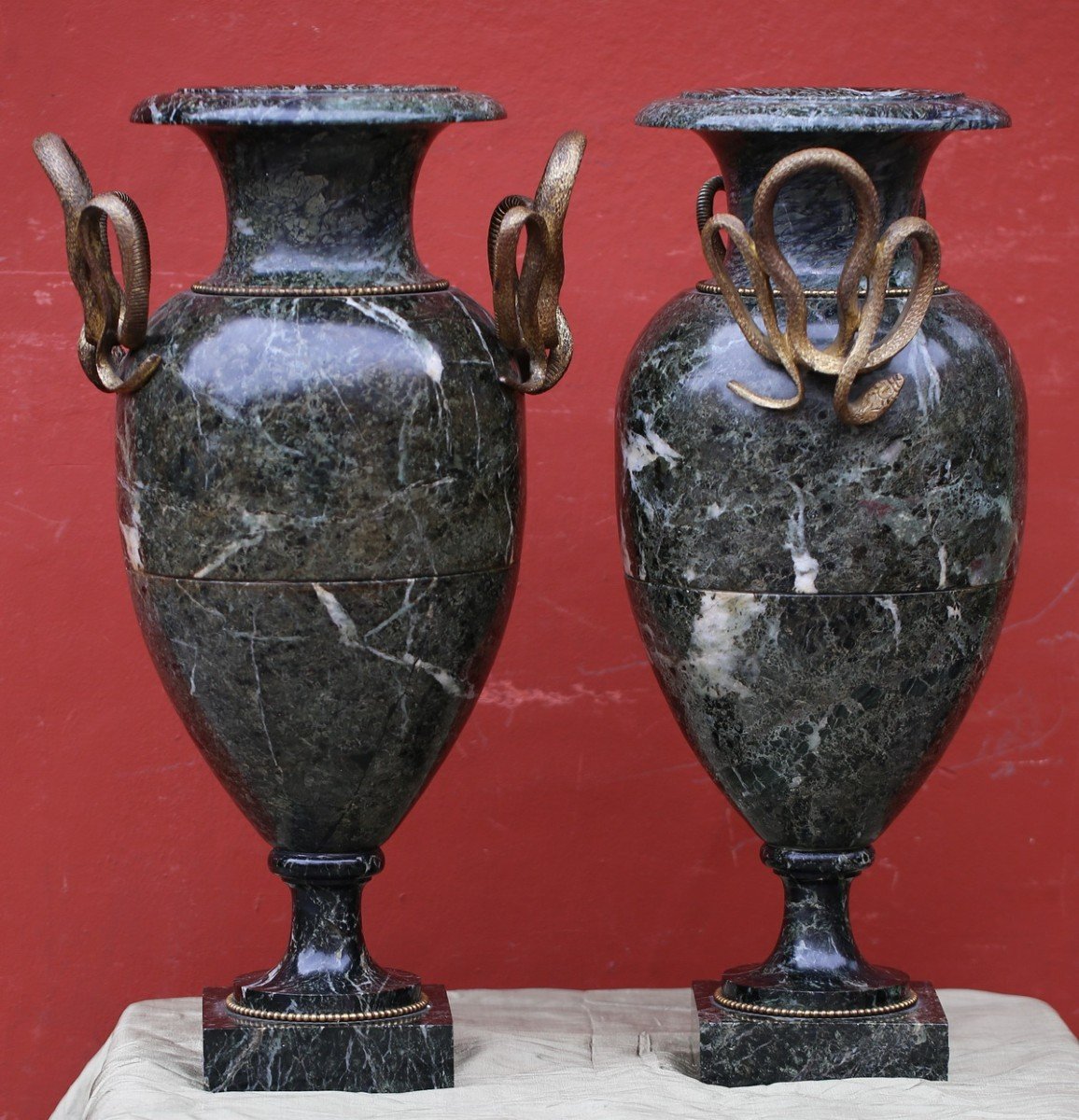 Pair Of Baluster Marble Vases-photo-4