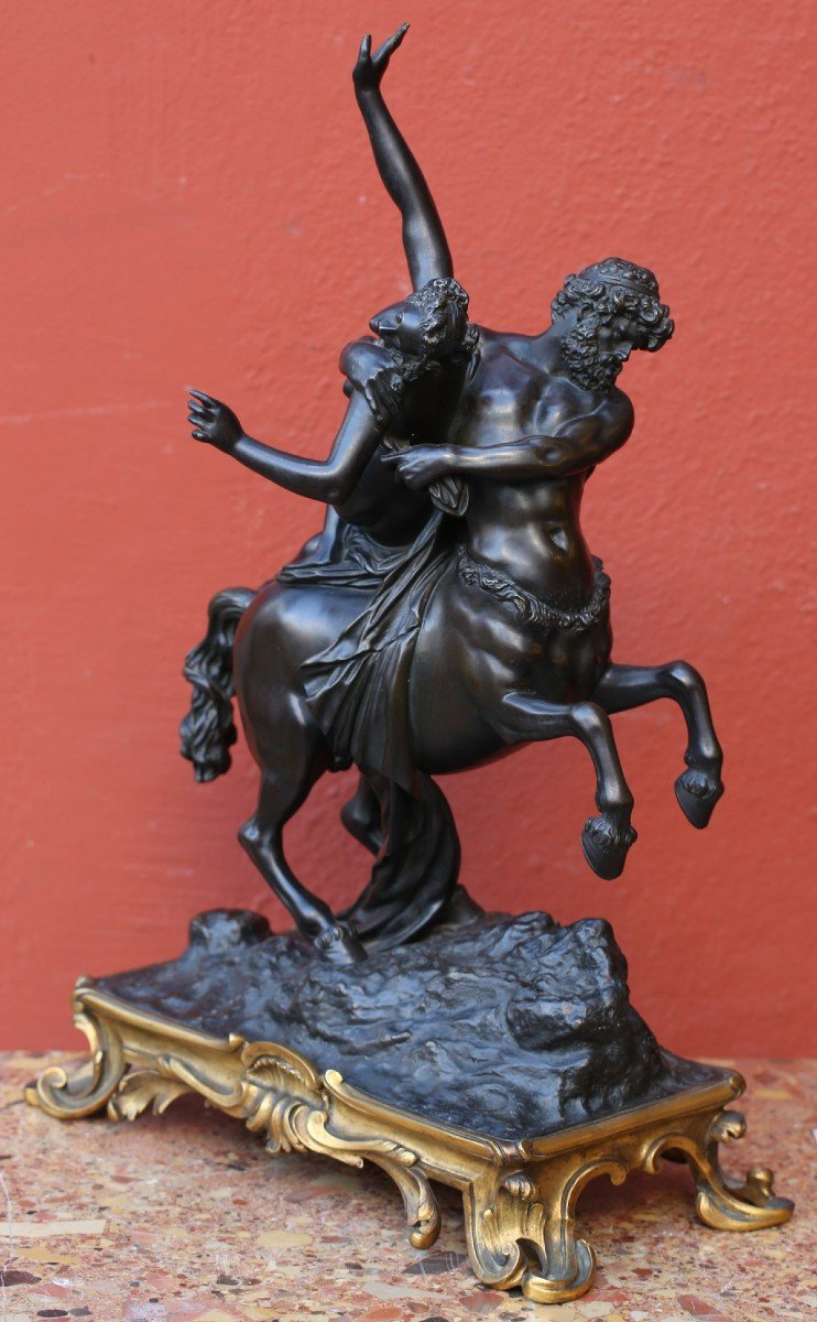 Bronze After Jean De Bologne (1529-1608), The Abduction Of Deianira By The Centaur Nassus-photo-2