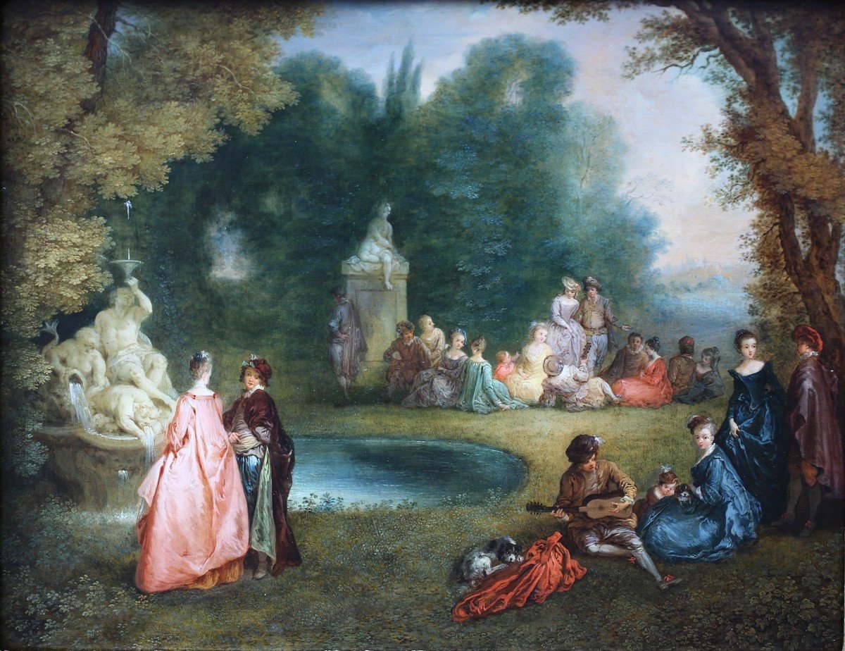 Christian Dietricy (1712-1774) Attribué à, d'Après Antoine Watteau, Le Bosquet De Bacchus-photo-2