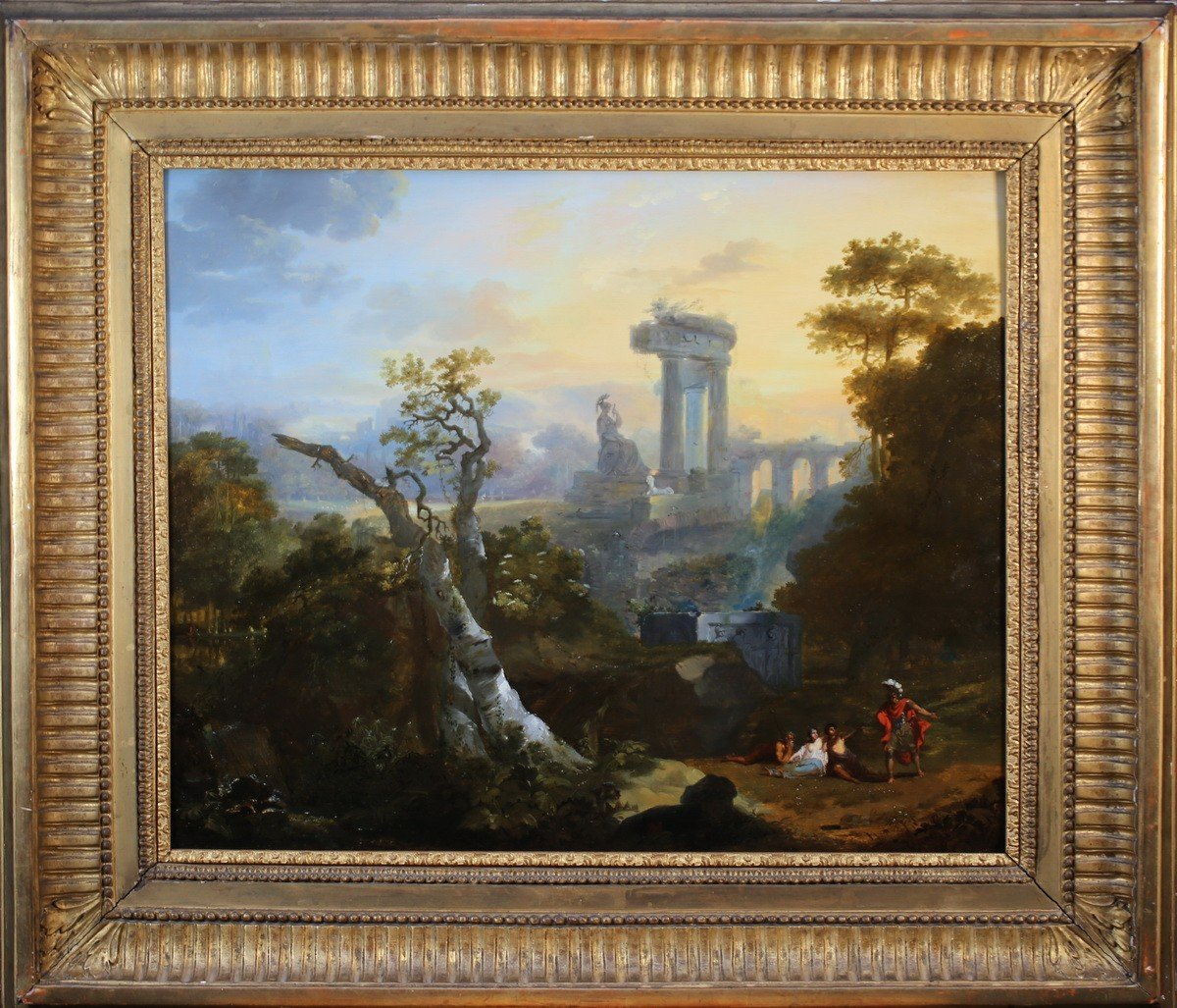 Jean-Louis De Marne (1752-1829), Paire De Paysages Animés Et Ruines Antiques-photo-3