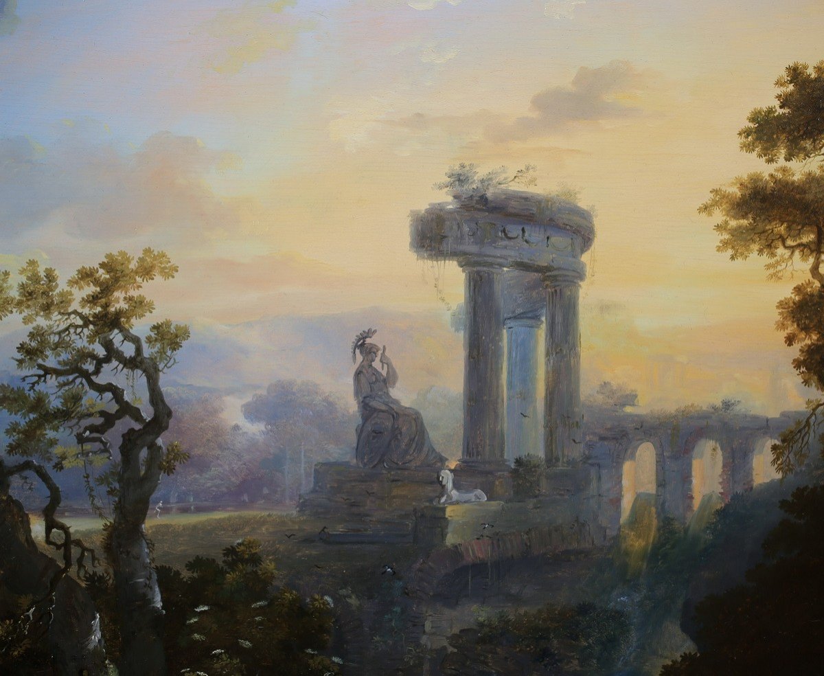 Jean-Louis De Marne (1752-1829), Paire De Paysages Animés Et Ruines Antiques-photo-5