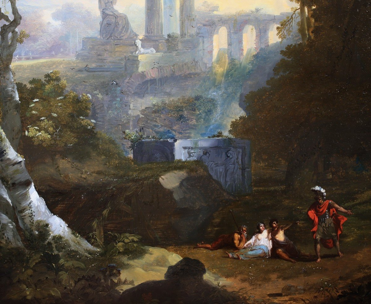 Jean-Louis De Marne (1752-1829), Paire De Paysages Animés Et Ruines Antiques-photo-6