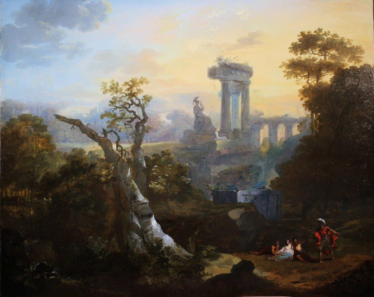 Jean-Louis De Marne (1752-1829), Paire De Paysages Animés Et Ruines Antiques-photo-1