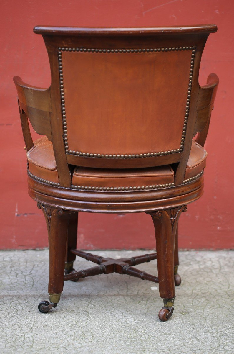Office Armchair In Mahogany, 19th Century-photo-3