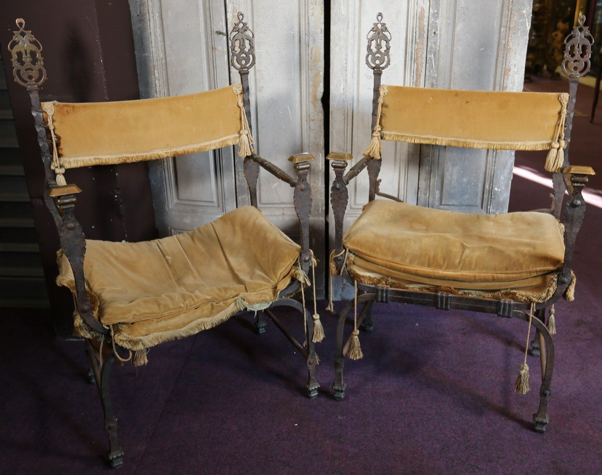 Pair Of Louis XIII Style Armchairs Late Nineteenth Time